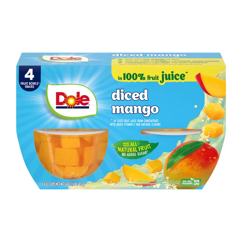 Dole Fruit Bowls 4-pack – Diced Mango