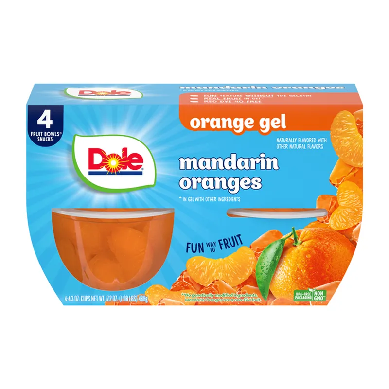 Dole Fruit Bowls 4-pack – Mandarin Oranges in Orange Gel