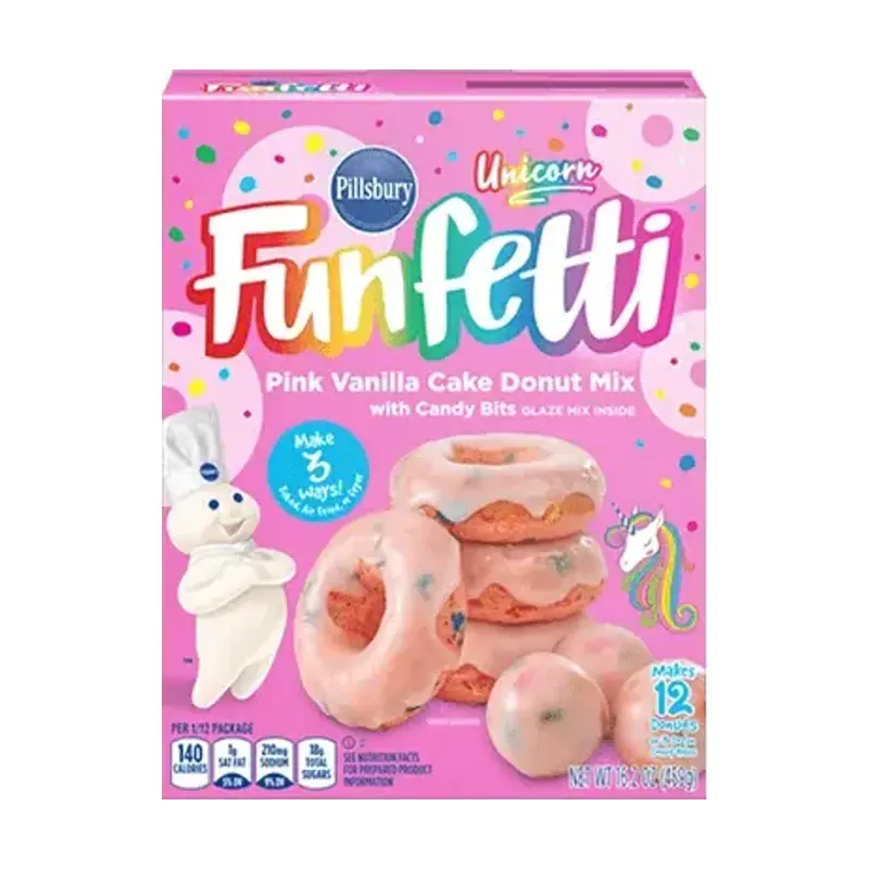 Pillsbury Funfetti Unicorn Pink Vanilla Cake Donut Mix